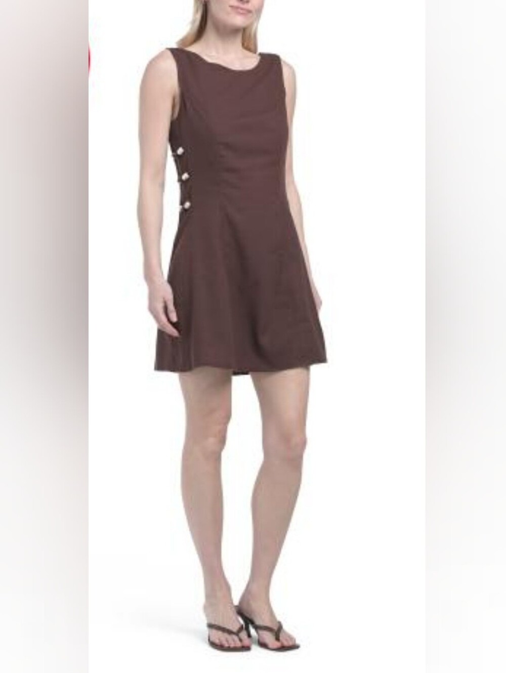 Anthropologie Paper Heart Linen Blend Sleeveless Fit-and-Flare Mini Dress M NWT